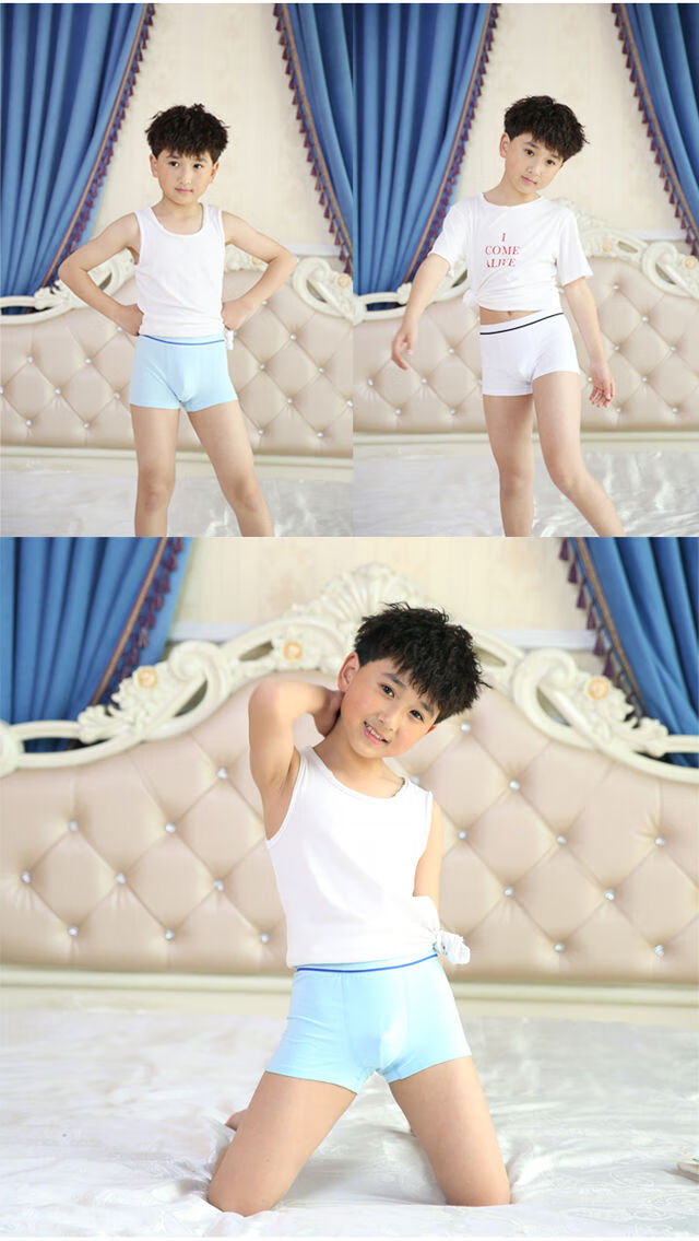 男童内裤平角儿童内裤纯色胖男孩青少年高中学生宝宝灰兰黄2条装2xl码