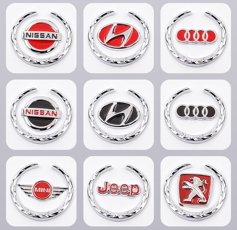 汽车3d金属车标贴麦穗汽车侧窗装饰车贴车身车标志贴标奔驰黑底1个装