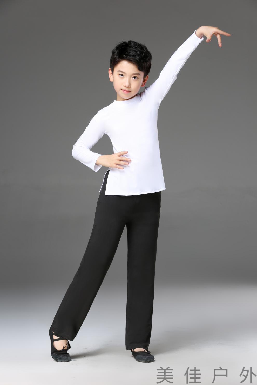 儿童形体服男童拉丁舞服装舞蹈服男孩练功服长短袖男形体服练舞套装