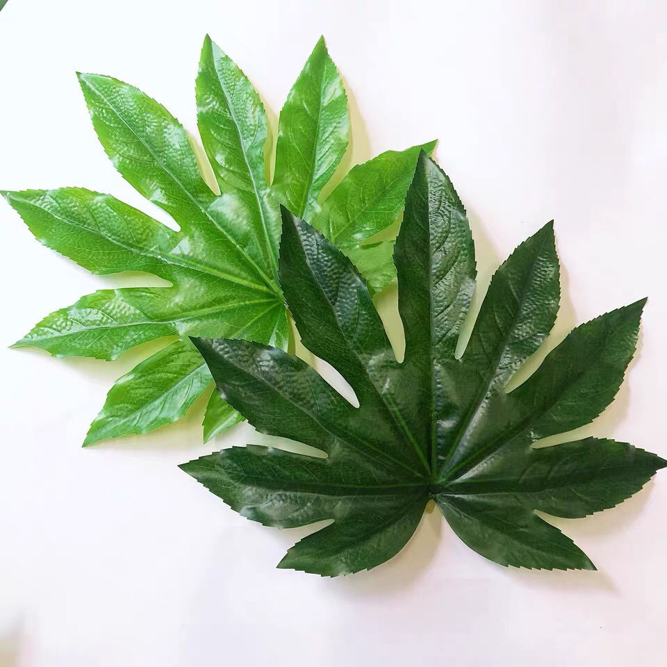 【精选现发】仿真八角金盘叶塑料假树叶子绿色水果店装饰用品果蔬草坪