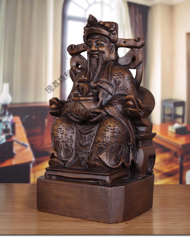 2022新款财神爷神像店铺实木雕像文财神爷摆件神像雕塑家用供奉客厅