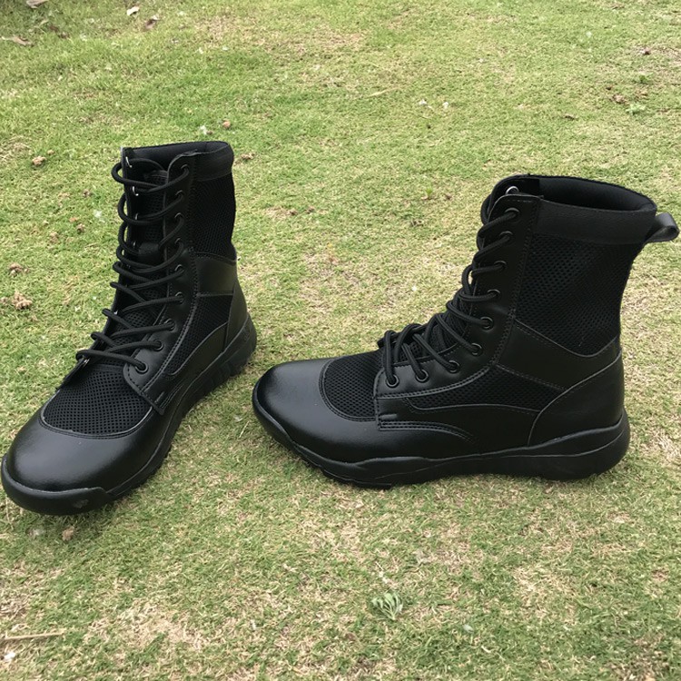 作战靴男作训鞋轻便透气网眼女训练保安鞋沙漠战术靴品质定制款黑色36