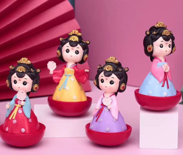 大唐小姐姐不倒翁西安大唐不夜城不倒翁小姐姐同款公仔可爱小摆件纪念