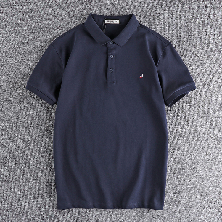 欧美潮流经典帆船重工刺绣男装polo衫水洗珠地网眼夏季新款潮青年休闲