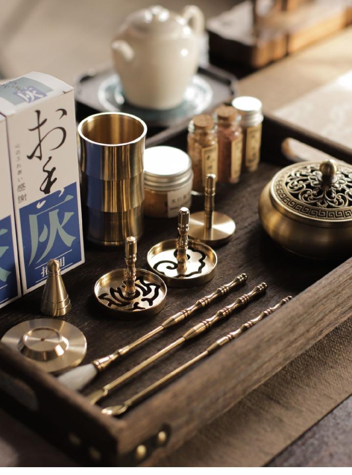 jd优选纯铜香道用具入门套装工具器具香炉香具托盘香粉家用瓶打香篆