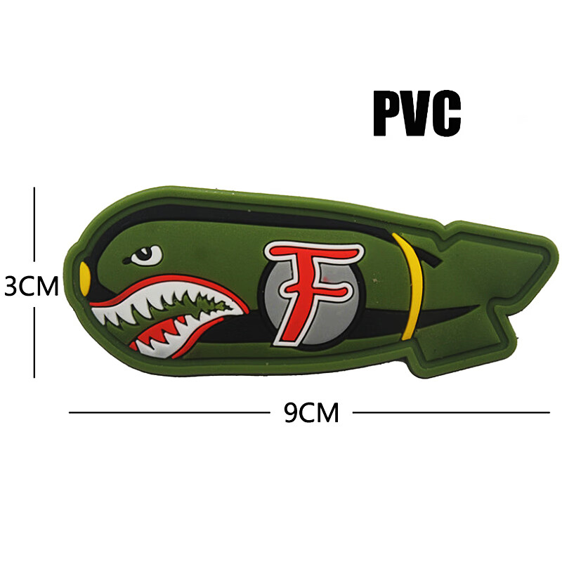 酷否军迷卡通f导弹鲨鱼导弹刺绣pvc图案臂章魔术贴章战术士气章背包贴