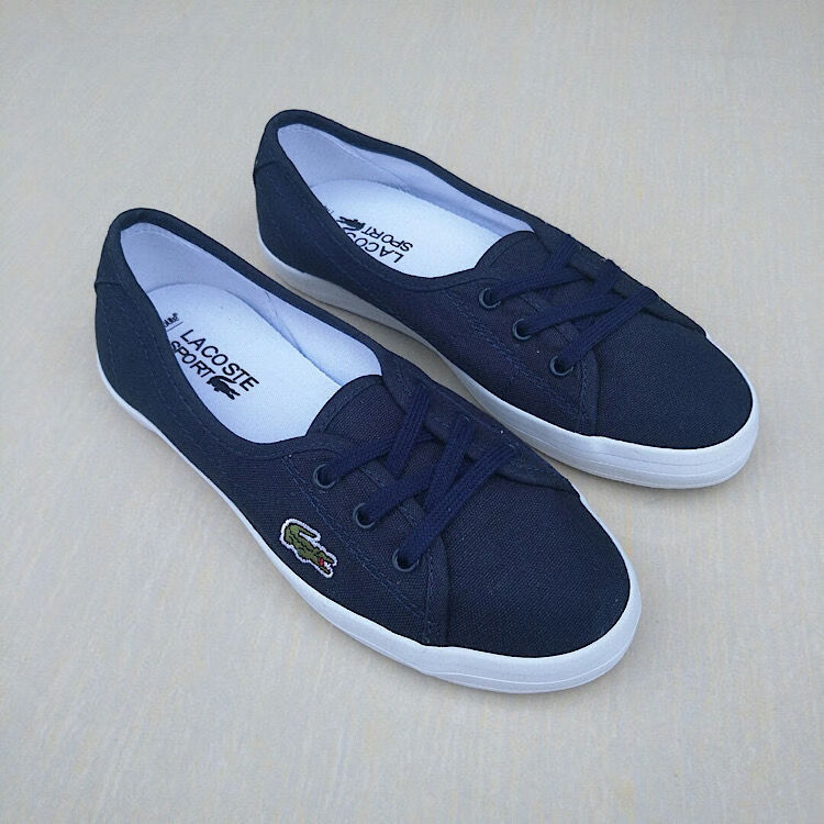 zhio 法国鳄鱼女鞋帆布鞋软底系带请底旅游休闲浅口秀气百搭小白鞋