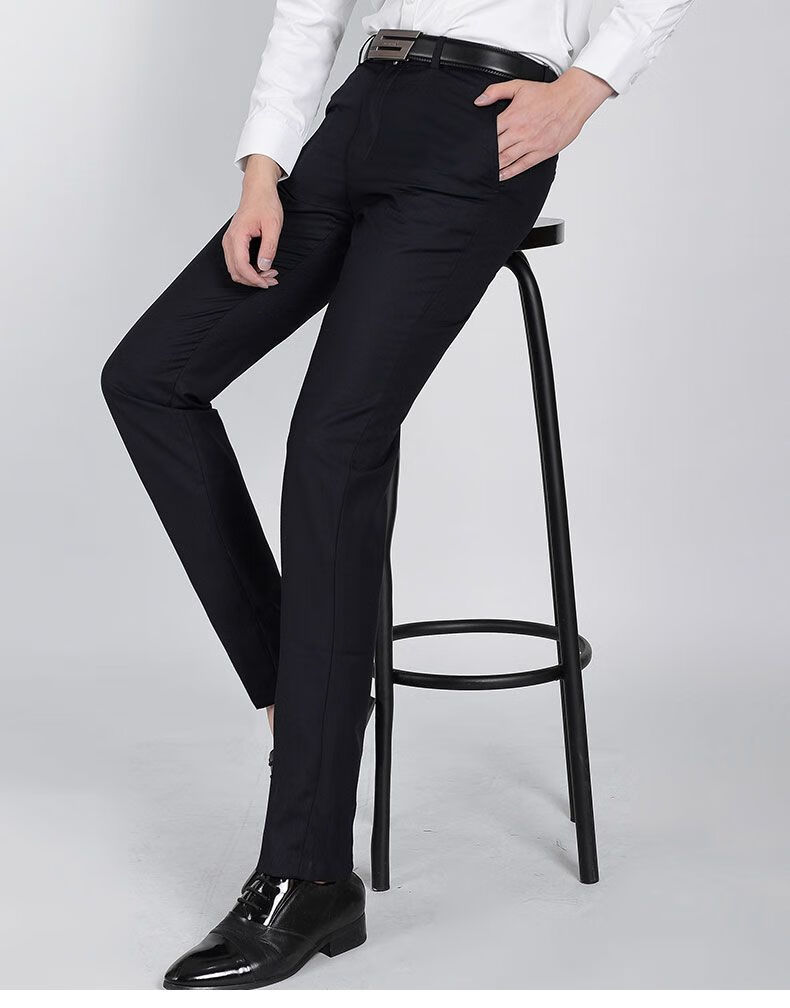 稻草人夏季西裤男士修身商务休闲西服裤子男职业正装黑色上班西装裤薄