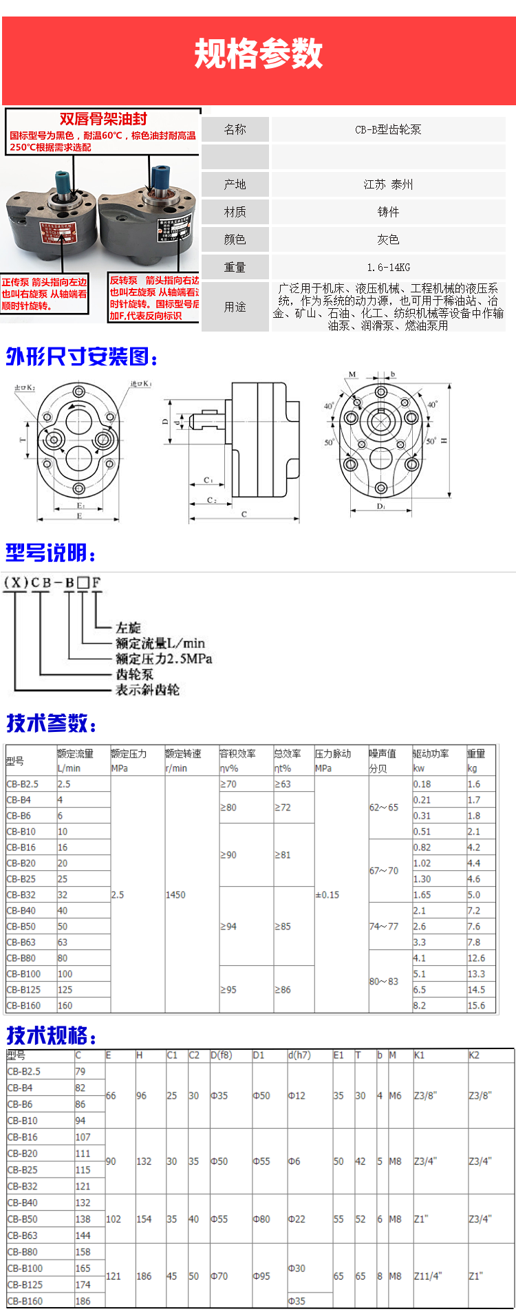月城齿轮油泵cbb32