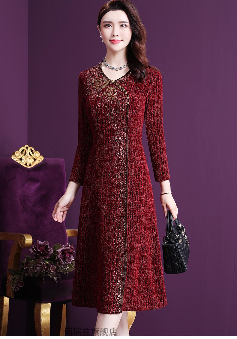 中老年人结婚衣服父母装礼服婚宴会参加婚礼妈妈装春秋装连衣裙礼新娘