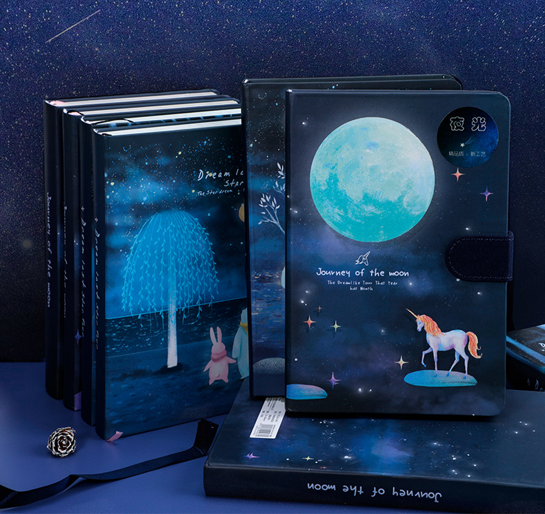 星空夜光手账本简约ins风彩页手绘本创意手帐本网红少女笔记本子星旅