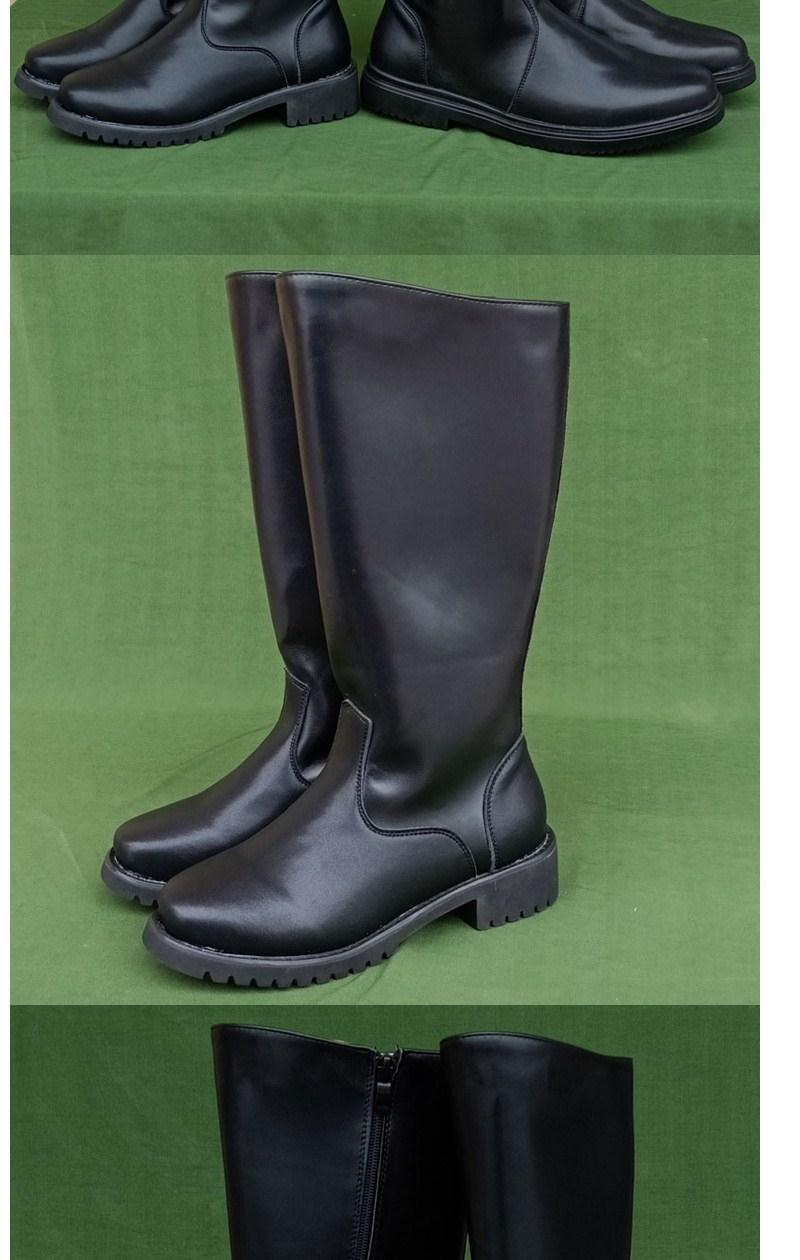 马靴骑士马术鞋装备长高筒靴子儿童成人男女三阅兵真皮军 黑色儿童