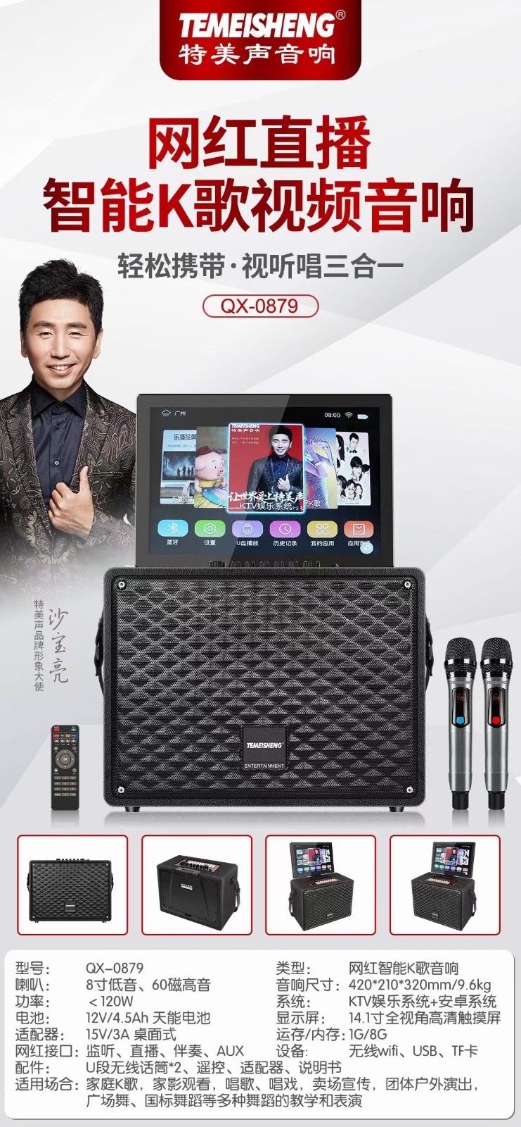 特美声temeisheng特美声qx0879户外视频音响显示屏家用ktv一体机唱歌