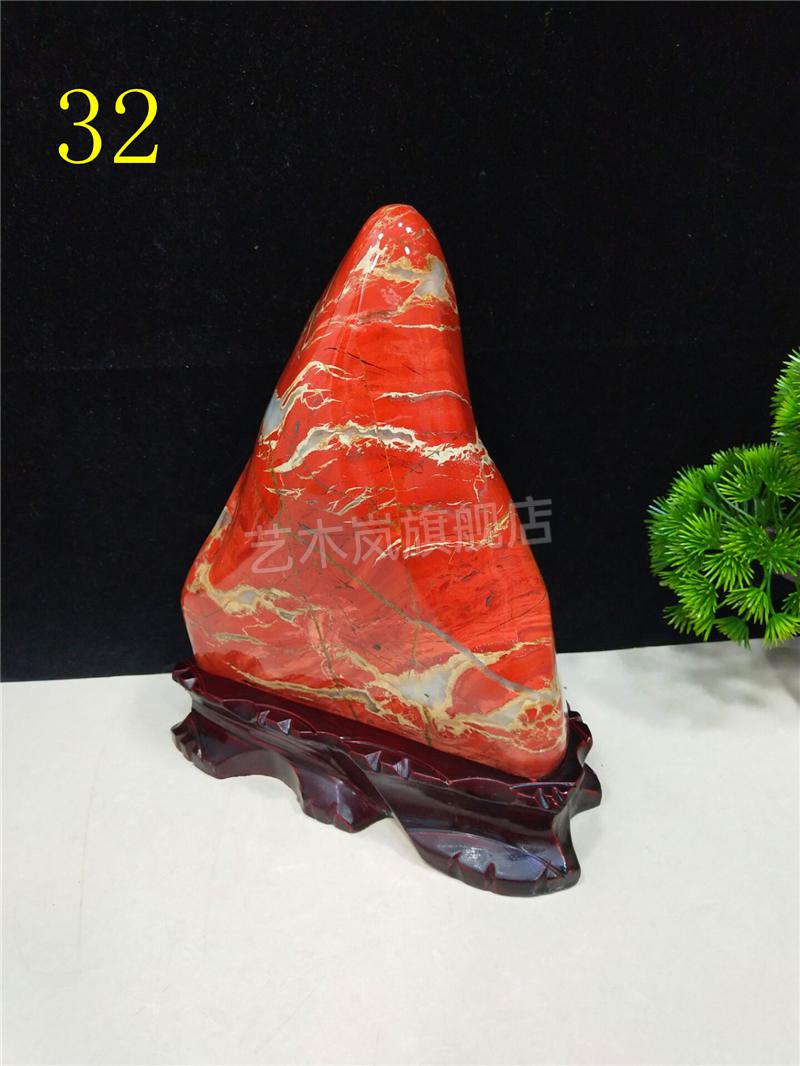精品鸡血石摆件精品奇石红碧玉鸡血原石摆件上水石泰山石红色石头室内