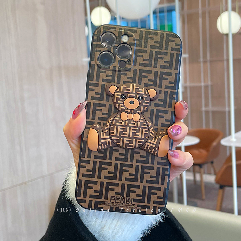 芬迪手机壳苹果潮牌芬迪小熊适用苹果13promax手机壳iphone12防摔硅胶