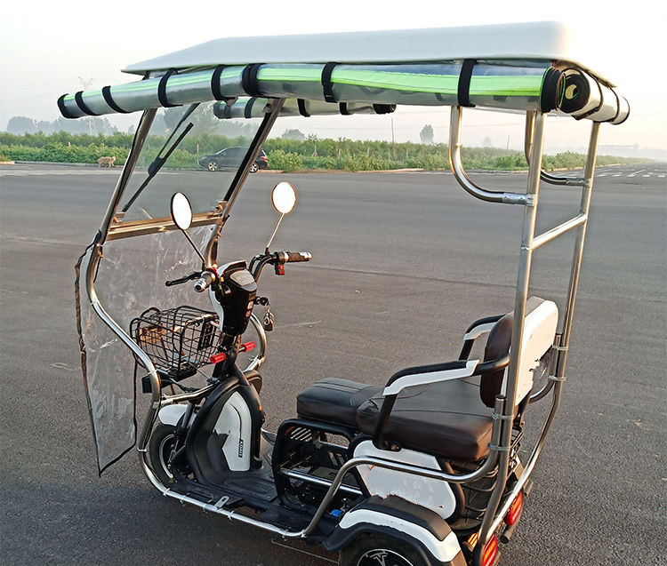 适用电动三轮车车棚雨棚车篷折叠不锈钢小巴士电瓶车遮雨蓬透明玻璃 