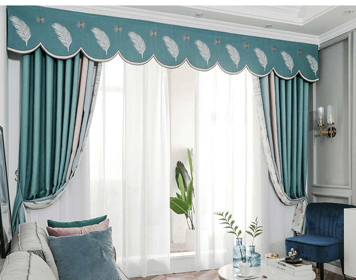 定做帘头窗幔自粘魔术贴眉头水波幔头客厅阳台卧室加厚遮光窗帘布 18