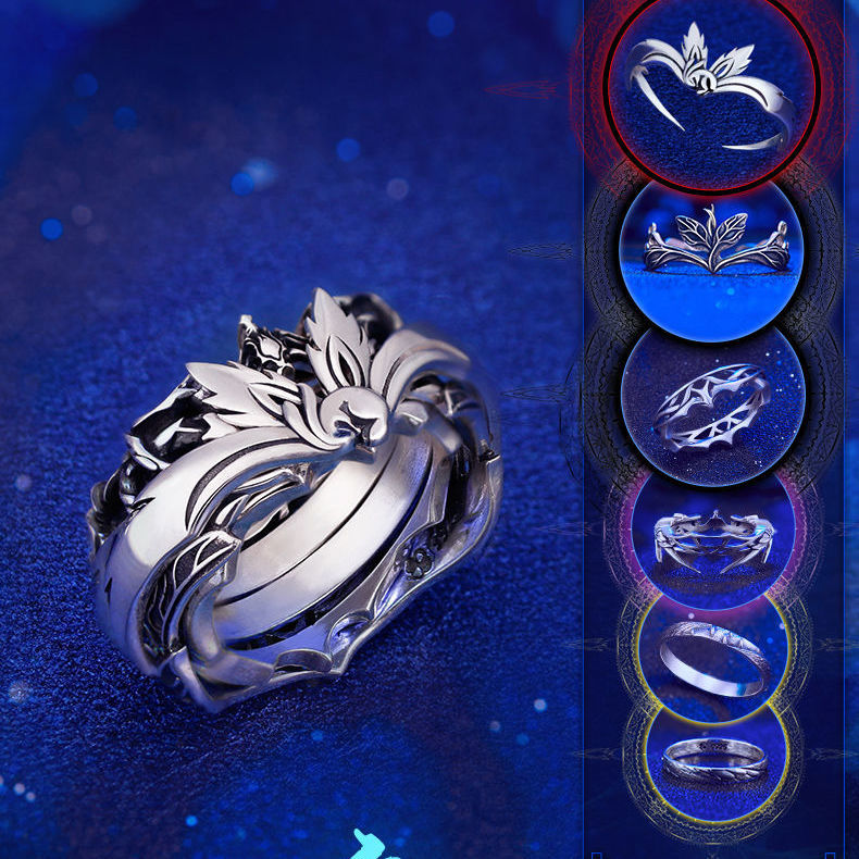 六一儿童节礼物斗罗大陆s925开口戒指二次元国动漫唐三外附魂骨八蛛矛