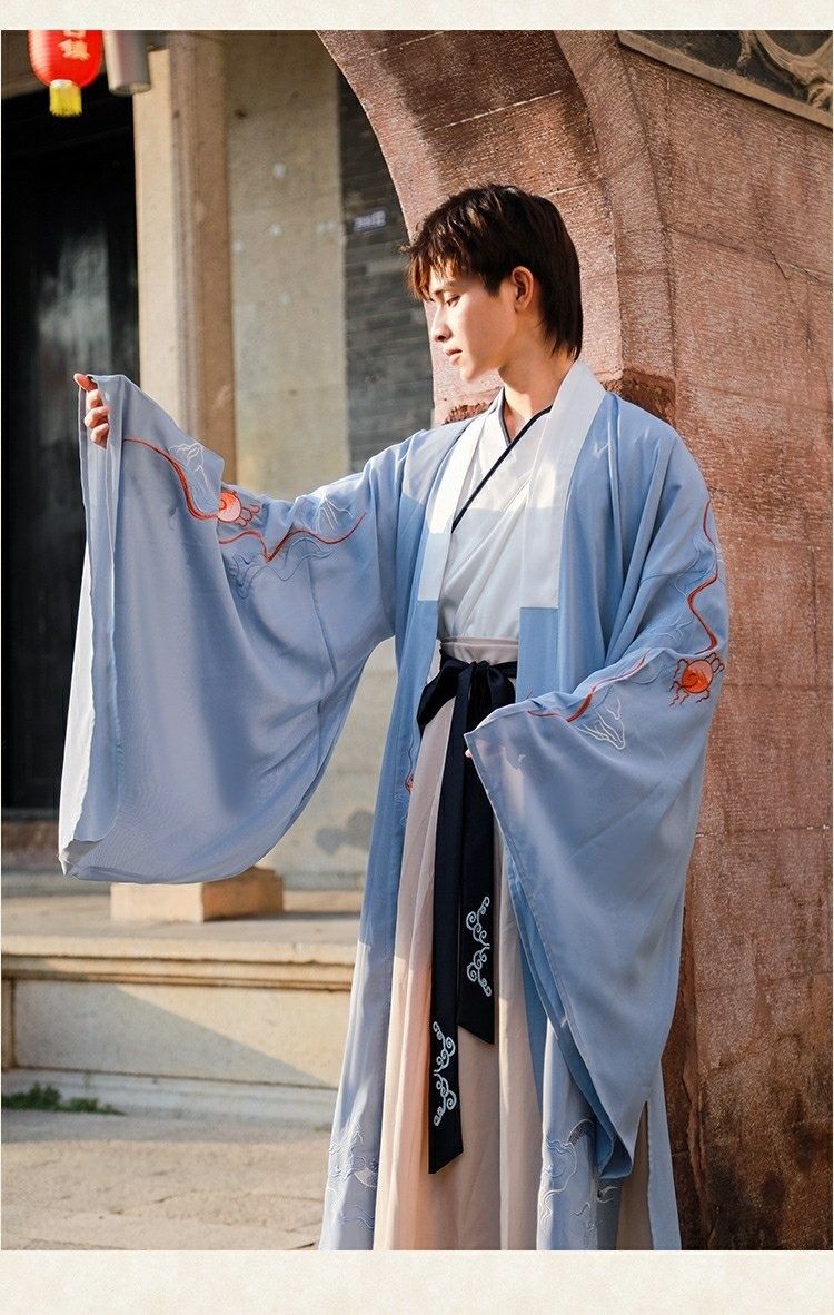 汉服男装中国古风仙气飘逸古装全套男生大码套装男士 白色上衣 襦裙