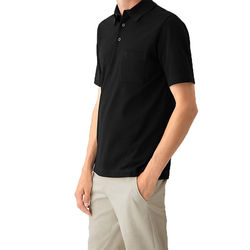 520礼物hermes爱马仕男装夏季翻领短袖polo衫刺绣马球领上衣黑色xl