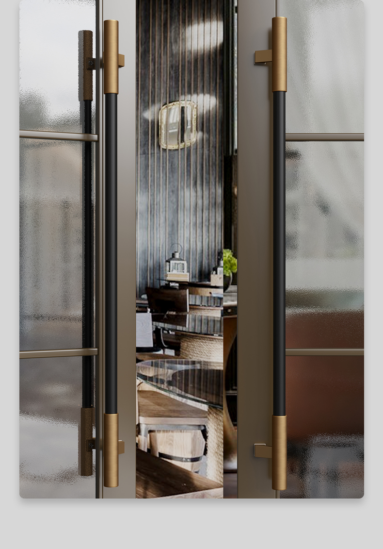 极简玻璃门拉手轻奢酒店民宿个性创意有框推拉中式实木门把手侧装扶手