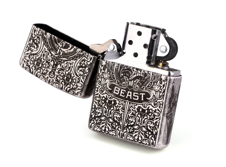 打火机防风 仿古银复古定制煤油男士 古银红心 单个火机【图片 价格