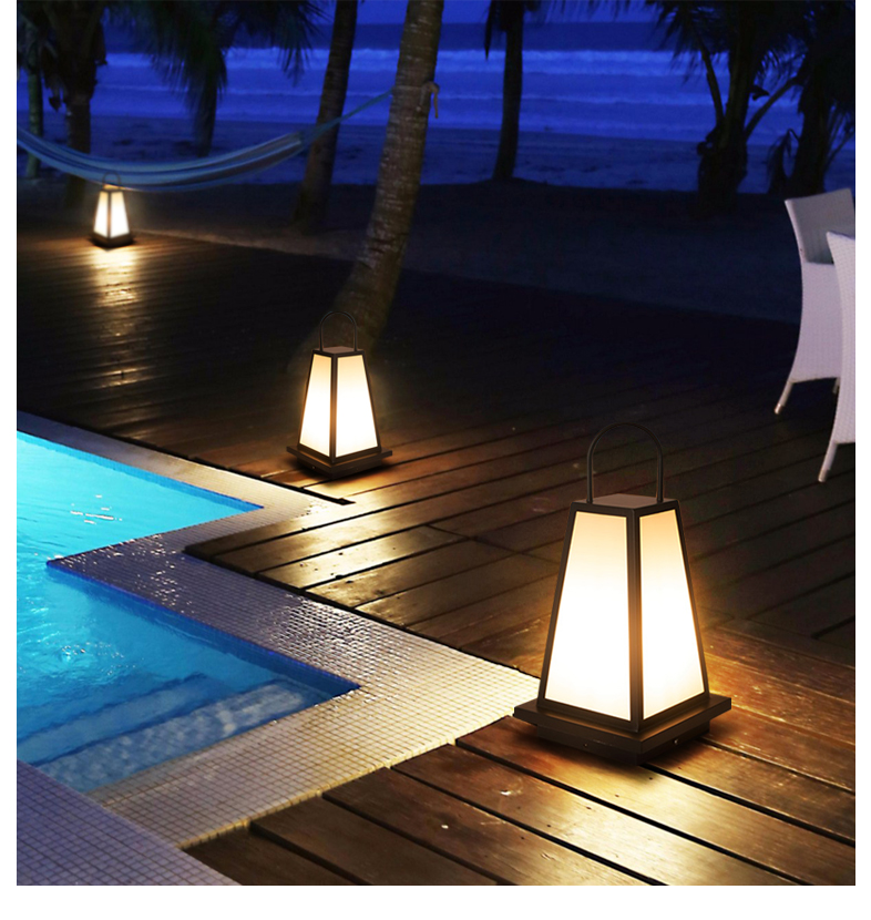 户外水庭院太阳能草坪灯景观室外日式别墅花园院子落地灯黑色接电