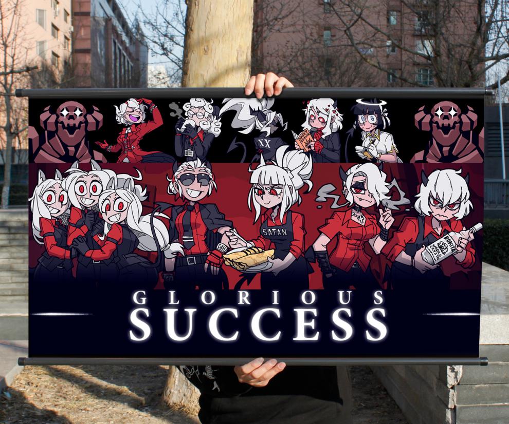 地狱把妹王游戏周边海报 helltaker周边布制挂画 ceo正义恶魔 路西法