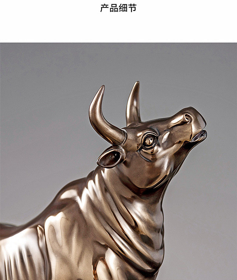 同款铜牛摆件牛气冲天摆件吉祥物办公室桌面客厅家居软装饰品金牛香槟
