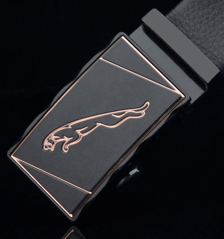 sllengert男士皮带捷豹自动扣牛皮腰带中青年商务休闲裤带棕色110cm