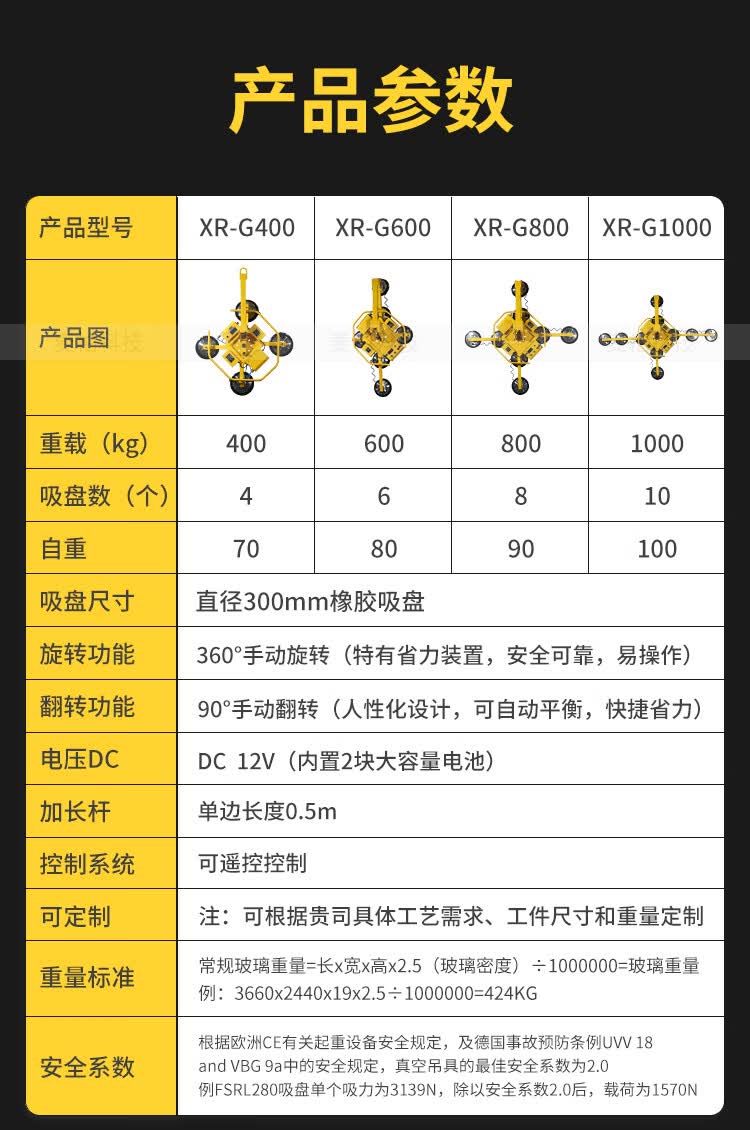 电动玻璃吸盘强力 电动吸盘真空玻璃幕墙吸吊机强力吸盘吊具搬运机械