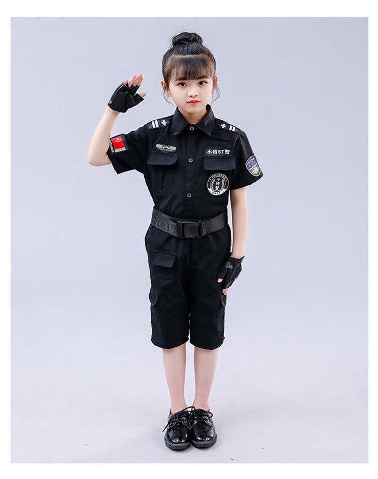 警察儿童服装儿童衣服夏装短袖套装警官衣服小警察服男女童宝宝演出服