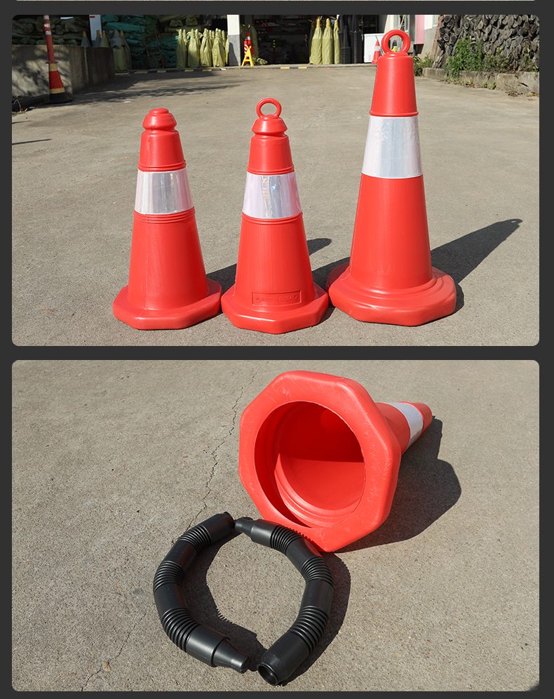 70cm橡胶路锥反光锥提环圆锥桶50cm安全路障雪糕桶禁止停车桩警示桩柱