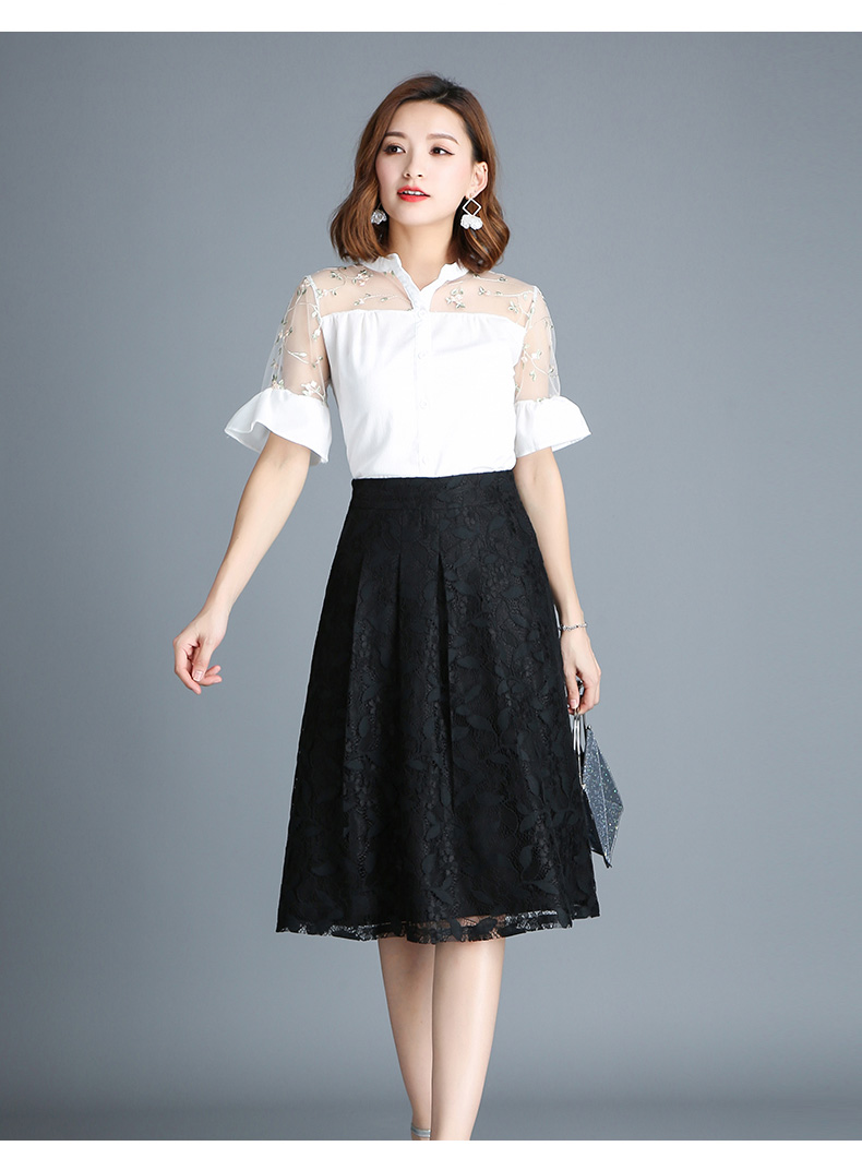哲莉昭蕾丝半身裙百褶裙女士一步a字半身长裙子网纱2020新款时尚中长