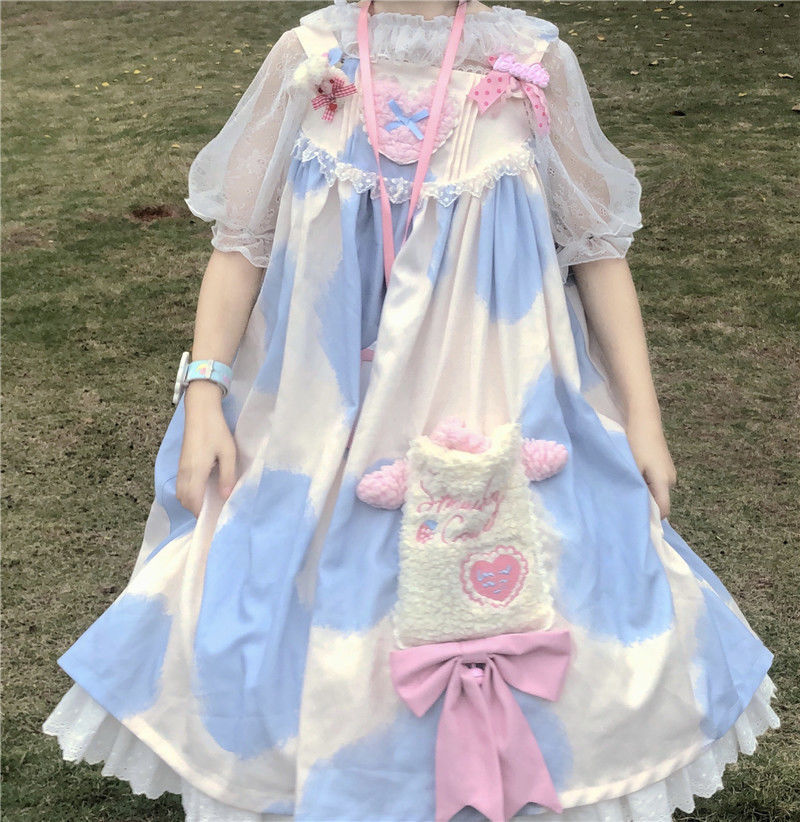 小奶糕洛丽塔塔塔塔原创奶牛纹印花小奶糕lolita连衣裙jsk吊带裙 黑色