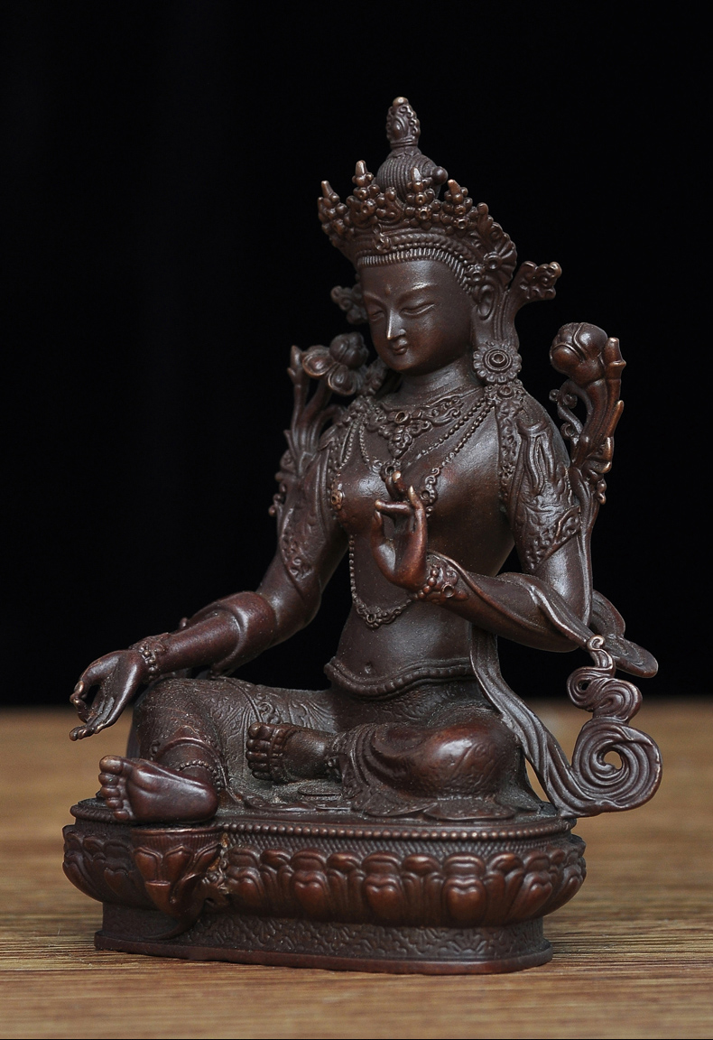 古铜色绿度母纯铜佛像摆件藏教密宗神像佛堂居家供奉客厅铜工艺品