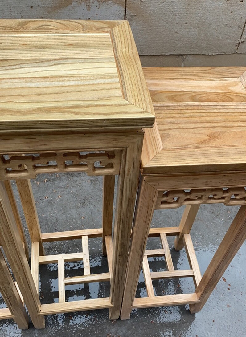 北方榆木花架原木色花盆架中式花几实木明清盆景客厅室内茶楼花架3030