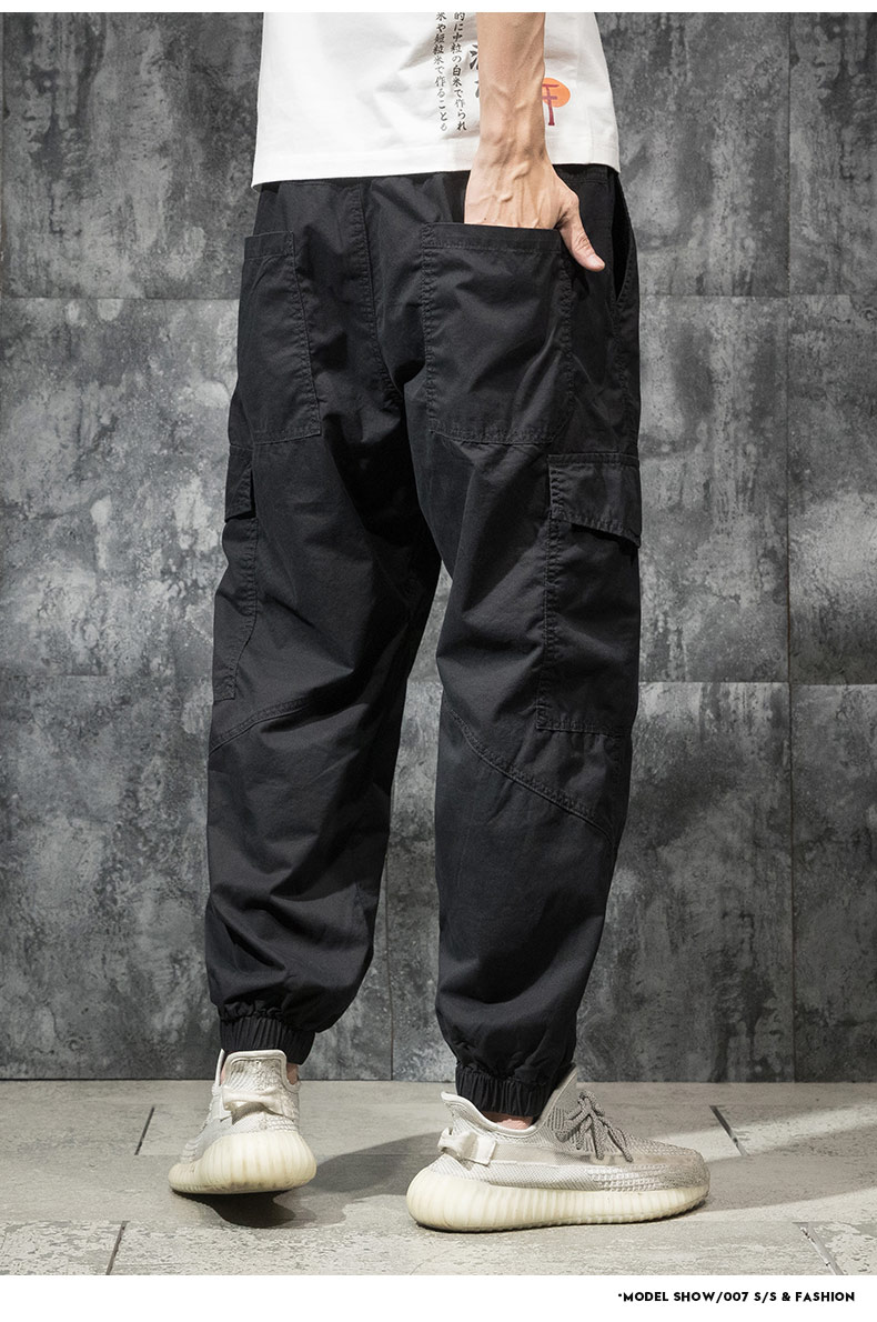 皮尔卡丹轻奢高档品牌男装春季薄款机能工装裤男宽松加肥潮流胖子肥佬