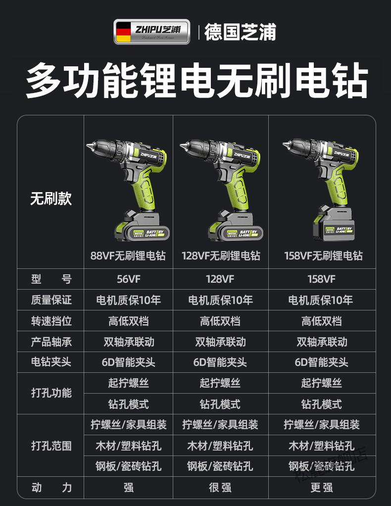 2022新款芝浦锂电钻充电式手电钻多功能冲击钻家用钻电动螺丝刀电钻转