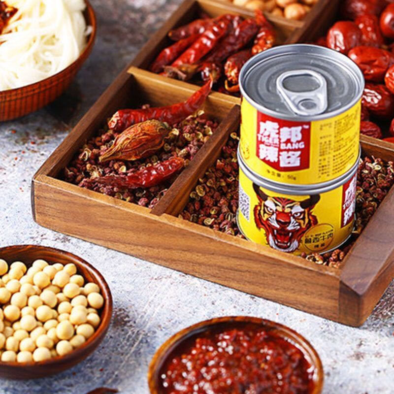 英潮英潮虎邦辣酱50g罐装鲁西牛肉虎榜魔鬼特辣外卖蒜蓉网红鲜辣椒酱