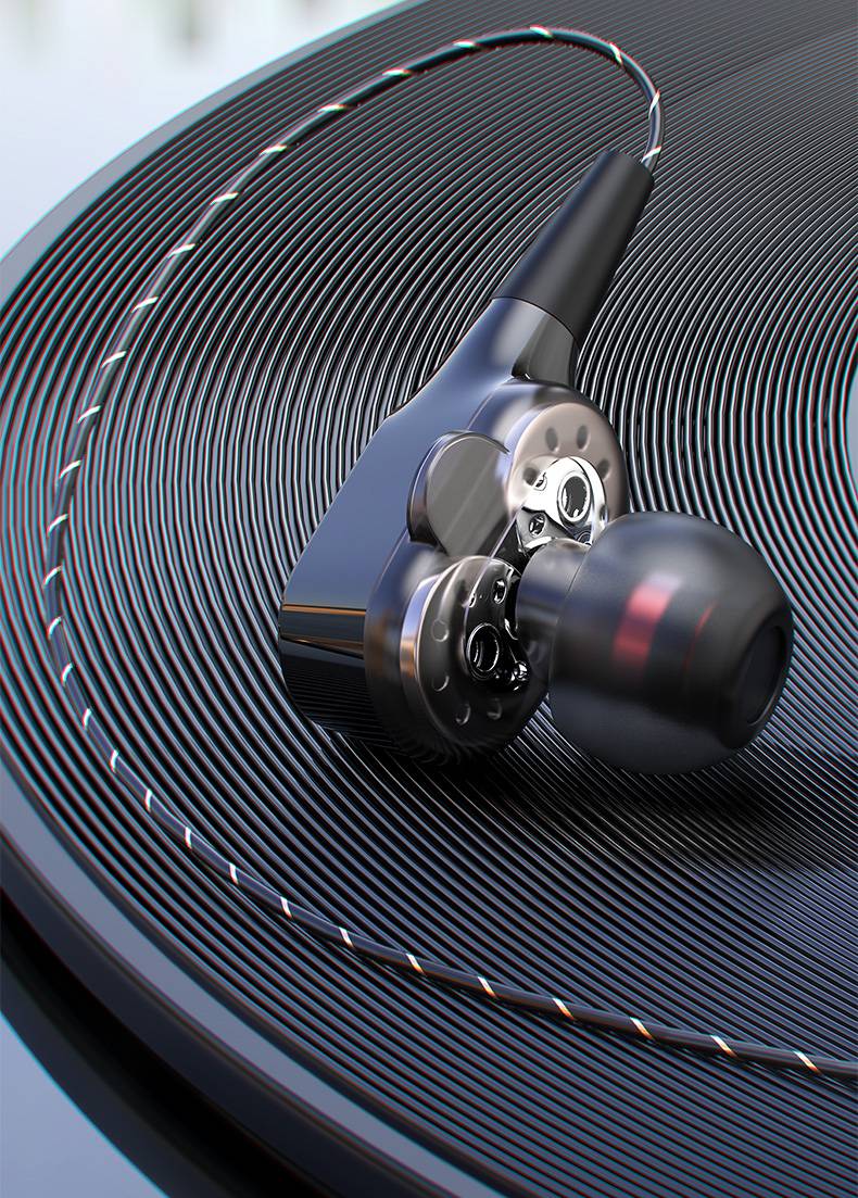 影巨人耳机入耳式双动圈重低音炮有线高音质typec圆孔半耳塞游戏四核