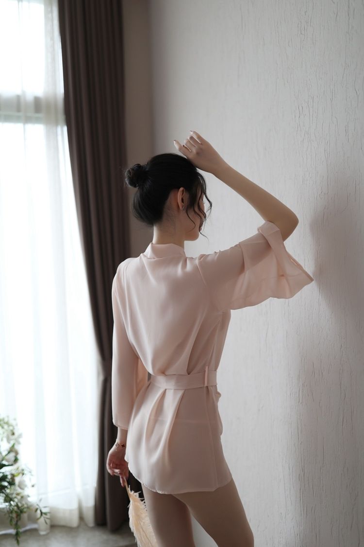 半透明女士衬衫性感睡衣雪纺透明极度诱惑情调衣人爱爱睡裙套装男友风