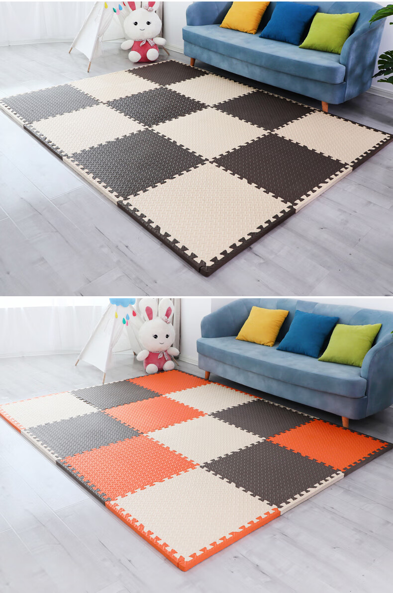 泡沫地垫卧室拼接加厚婴儿60x60防摔寝室儿童爬行垫 现代简约(灰色