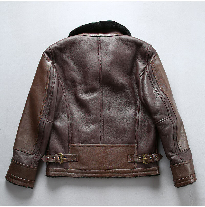 jeep吉普【高端品质好货】美国b3飞行员皮夹克男冬款真皮皮衣羊羔毛