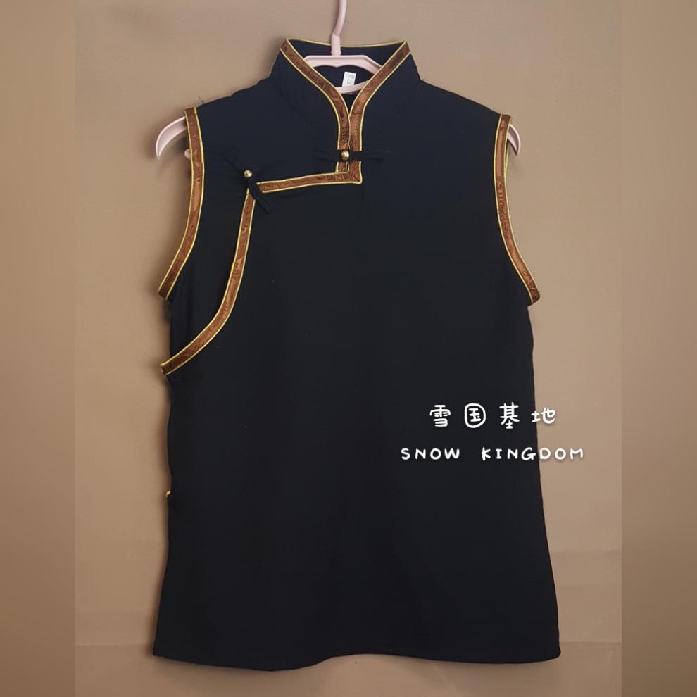 男士棉麻镶边藏式马甲藏装藏袍藏族服装民族风上衣衬衣马甲定制 【4】