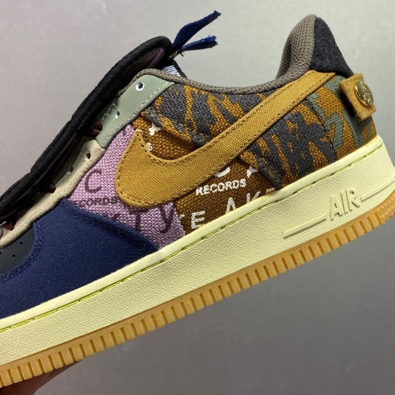 純原travis scott x af1空軍一號聯名款 鬼臉棕色jack ts拼接板鞋戚蓮