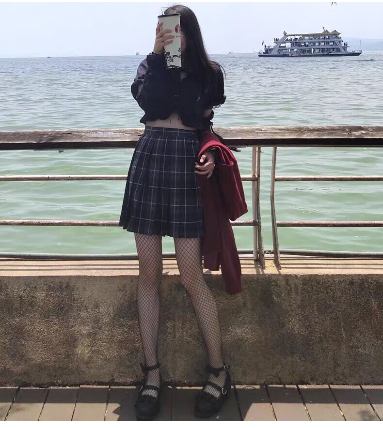 鲨梵度69巴·黎·世家同款绫黑丝黑色丝袜性感jk黑丝蕾丝网格袜子女