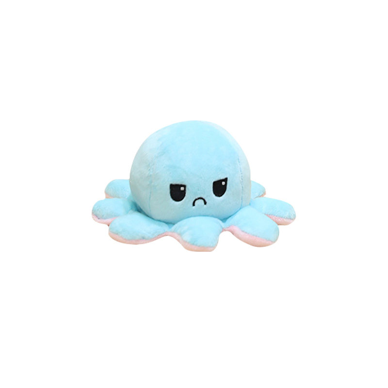 章鱼布偶 开心生气的小章鱼表情娃娃章鱼玩偶笑脸情绪八爪鱼布偶小