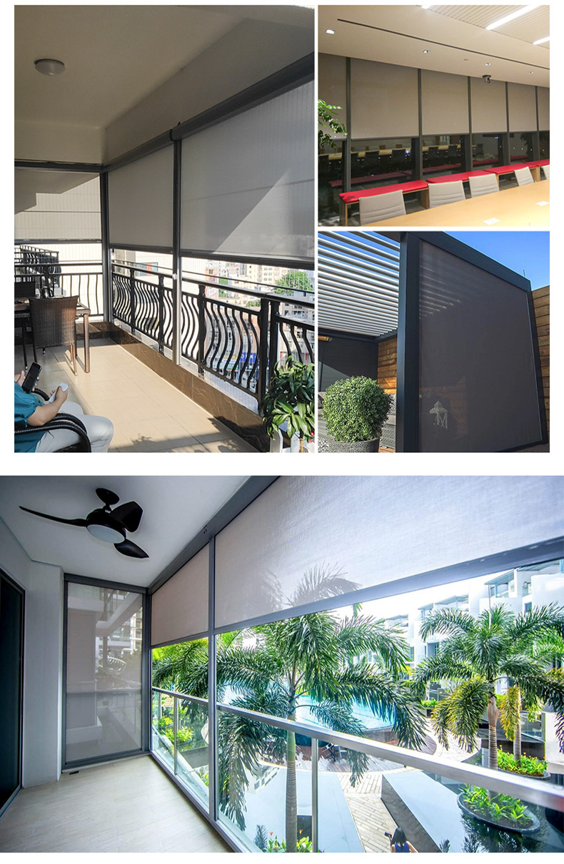 紫叶电动遮阳卷帘可定制户外阳台遮挡帘防风防雨遮阳帘遮光隔热防晒