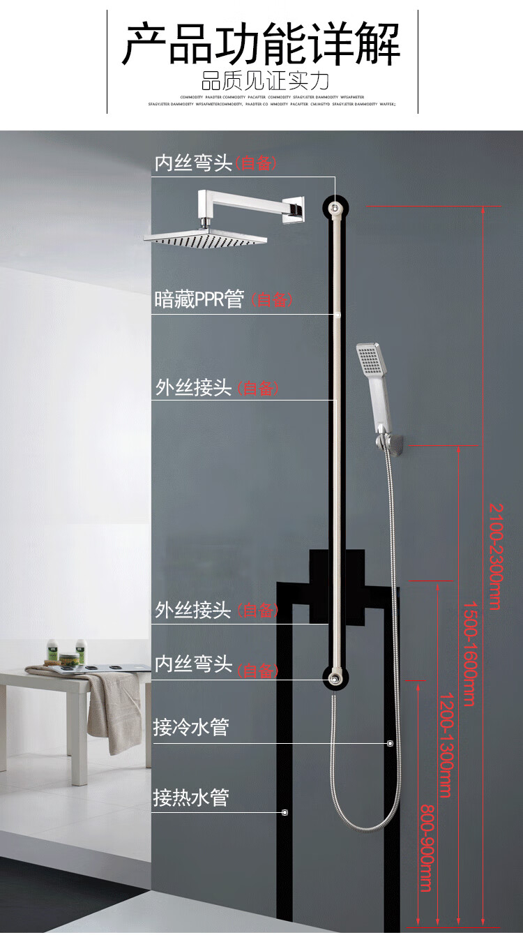 箭牌花洒暗装暗藏入墙嵌入式冷热预埋风家用套装淋浴arq1201tz1 ar